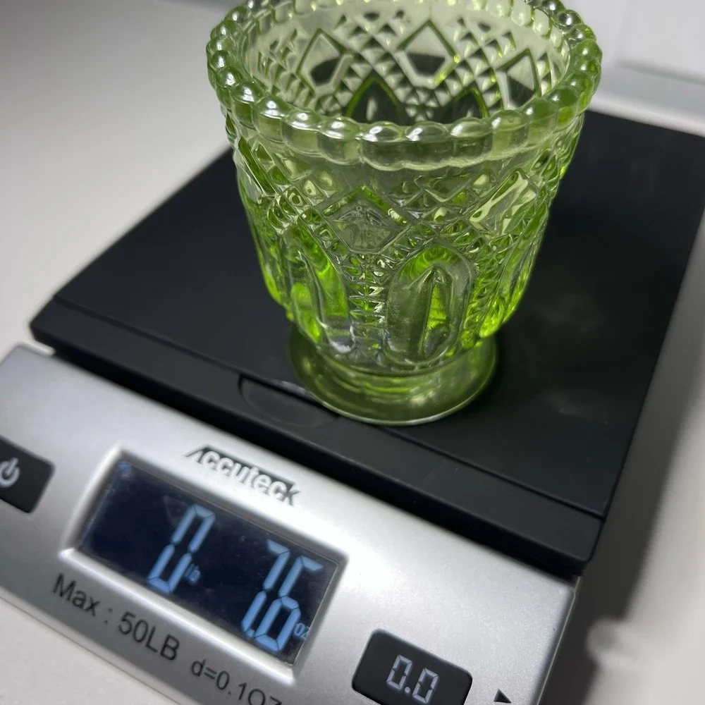 Vtg Green‎ Glass Antique Celery Vase Spooner Toothpick Votive Candle Holder